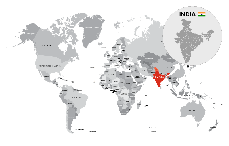 India in globe image