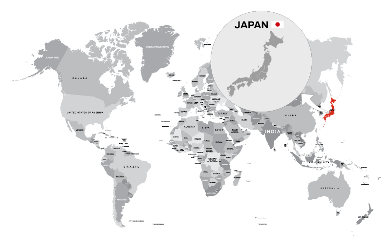 Japan in globe image