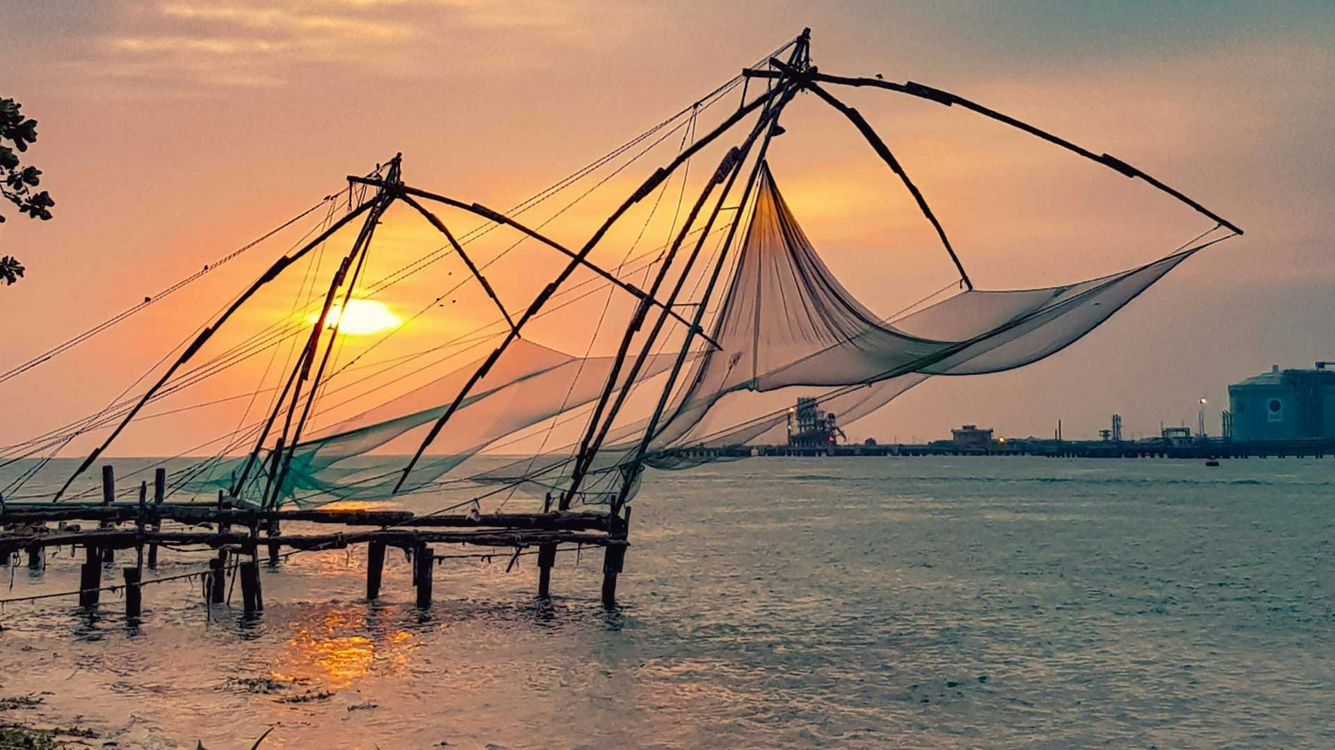image of chinese fish net, cochin, kerala