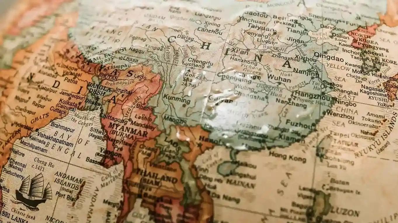 Image of globe focusing to India